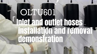 How to install the low range laser turbidimeter inlet and outlet hoses?