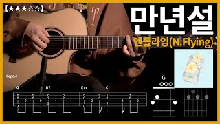905.엔플라잉(N.Flying) - 만년설 기타커버【★★★☆☆】  | Guitar tutorial 【TAB譜】