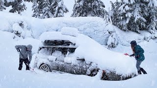 WINTER STORM Camping in a Car! | Blizzard Survival in the Mountains