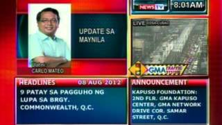 DB: Update sa Maynila as of 8:00 a.m. (August 8, 2012)