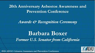 2024 ADAO AAPC: U.S. Senator Barbara Boxer: Anniversary Message