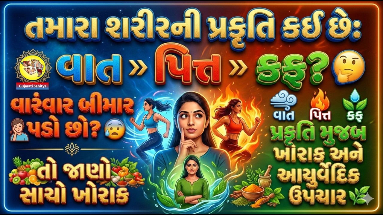 શરીરની પ્રકૃતિ કેવી રીતે જાણવી વાત પિત્ત અને કફ Vata pitta kapha Sharir ni prakriti Ayurvedic health