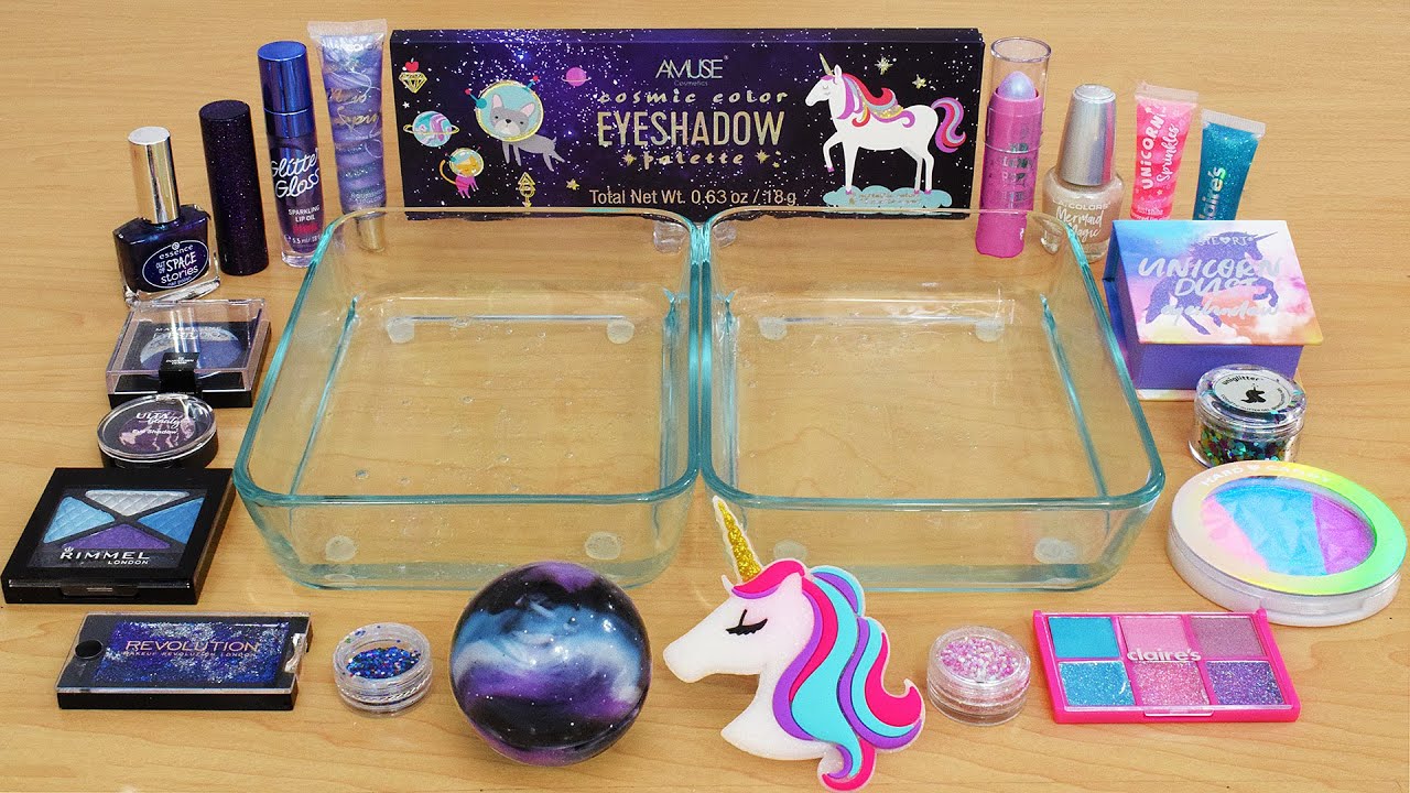 Galaxy vs Unicorn - Mixing Makeup Eyeshadow Into Slime ASMR 335 Satisfying Slime Video