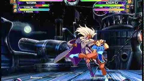 MvC2 Online (360): Brett (Cha/Storm/Tron) vs FuzzyMooChicken (Chun/Cyke/Col) 9 .:12.18.09:.