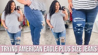 TRYING ON AMERICAN EAGLE JEANS | PLUS SIZE FALL TRY ON HAUL 2019