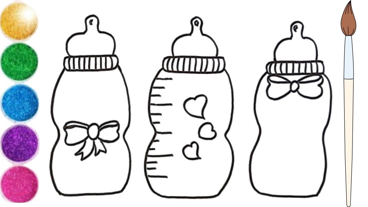 How To Draw Baby Milk Feeder Bottles || Painting for kids and toddlers ...