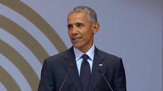 Obama addresses today's greatest challenges in speech honoring Mandela