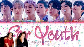 BTS For Youth Lyrics (방탄소년단 For Youth 가사) (Color Coded Lyrics) Reaction