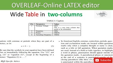 How to insert wide tables two-columned documents using overleaf. Insert  tables in Latex
