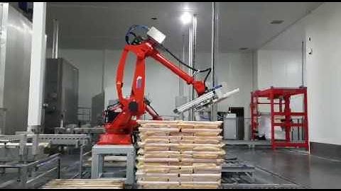 COMAU robot NJ220 used in palletizing application.