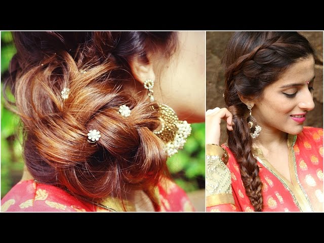3 Indian Hairstyles for Medium to Long Hair | Indian Wedding Hairstyles For  Medium Hair - YouTube
