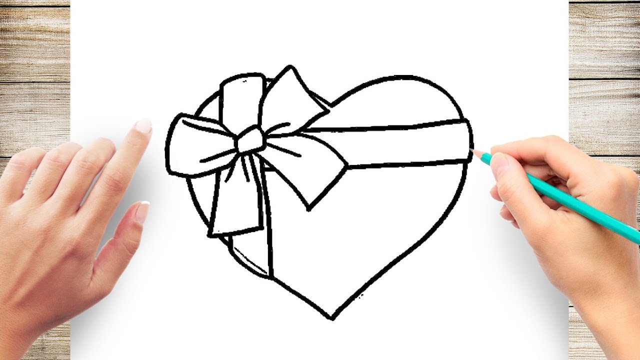 How To Draw Heart Ribbon Step by Step || Heart With Bow Ribbon - YouTube