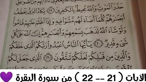 من الآية ( ٢١ -- ٢٢) من سورة البقرة 💜💜