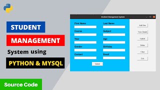 Student Management System Project in Python using Tkinter and MySQL |  with Source Code | PySeek