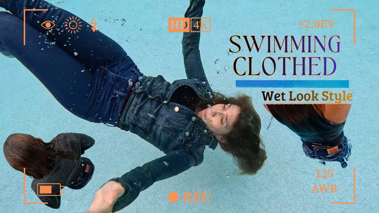 Плавание под водой в одежде с эффектом мокрого плавания [Джинсовая куртка - Джинсы - Обувь Converse]