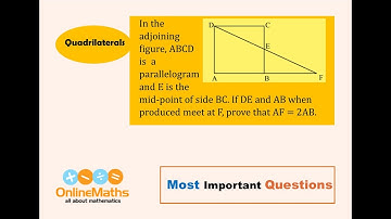 IX Quadrilaterals In the adjoining figure, ABCD is a parallelogram and E is the mid point of side BC