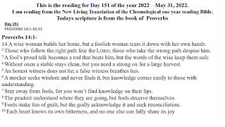 DAILY BIBLE READING - NLT Chronological one year reading - Day 151 May 31-2022