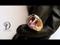 Anillo labrado con amatista natural / Ring carved with natural amethyst