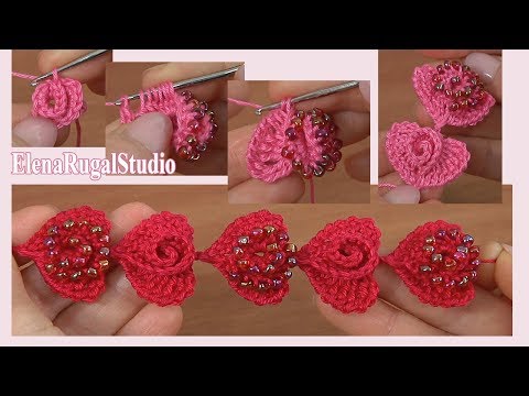 How to Crochet 3D Hearts CHOKER with SEED Beads