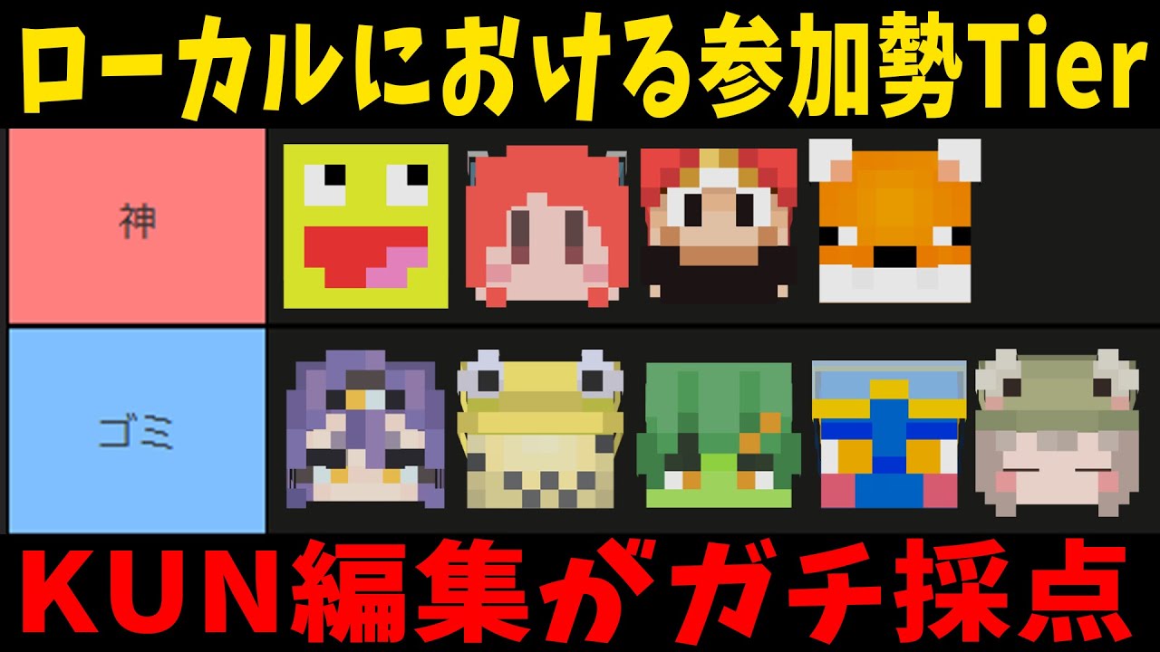 編集者から見たローカル企画の参加勢Tierを本人の前で発表してみた - マインクラフト【KUN】