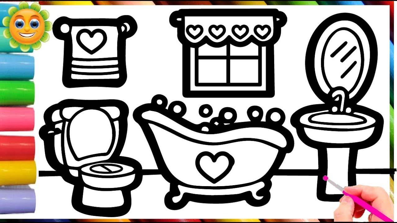 Bathroom Drawing,Painting and Coloring for Kids & Toddlers || How To ...