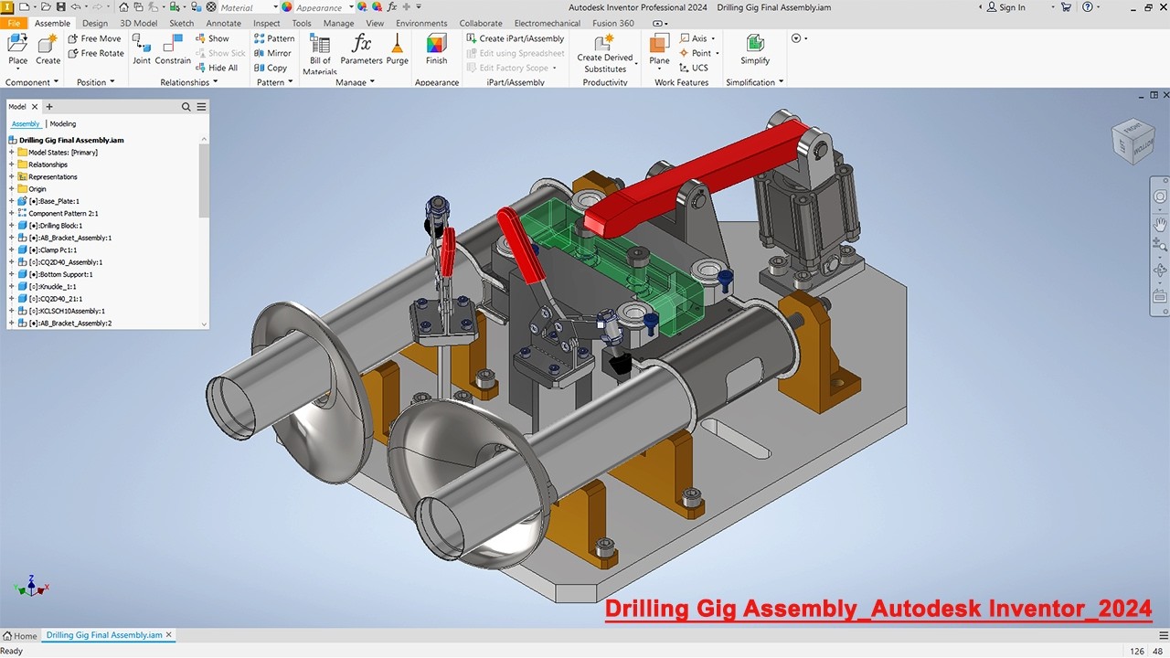 🔩 Drilling Jig Full Assembly Modelling Tutorial | Autodesk Inventor ...