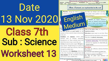 Worksheet 13 class 7 science(13 Nov 2020)english medium friday/Worksheet13class7thscience/science7th