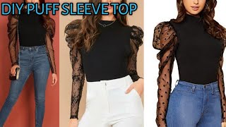 How to make long puff sleeve top || cutting and stitching || very easy method || step by step