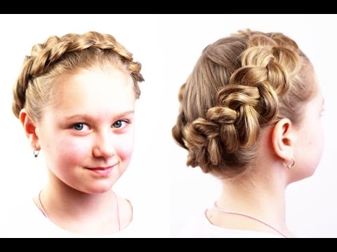 Прическа корзинка из обратной французской косы. Basket Hairstyle of French Braid Прическа корзинка из обратной французской косы. Basket Hairstyle of French Braid