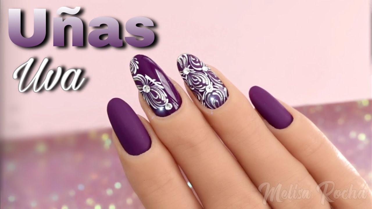 Detalle 40+ imagen uñas acrilicas moradas con plata 