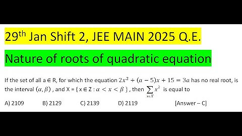 If the set of all a ∈ R, for which the equation 2x^2+(a-5)x+15=3a has no real root, is the interval