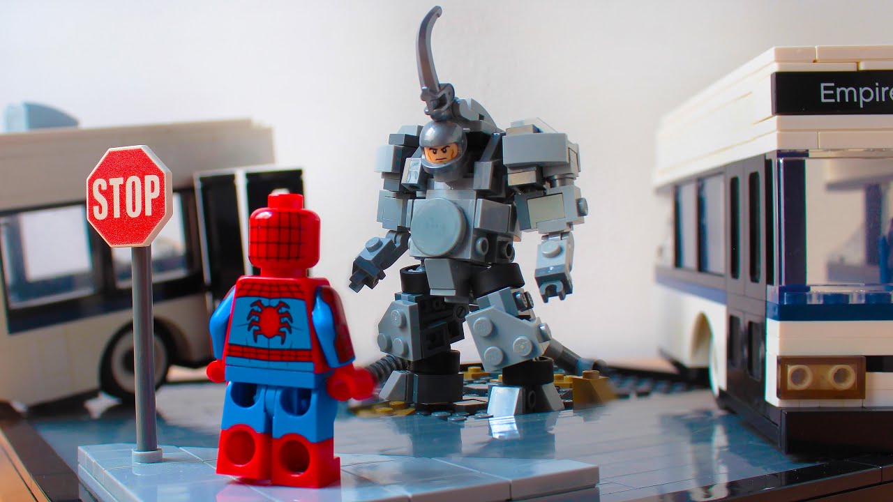 Vejhus Hilsen Præfiks Lego Spidermen vs Rhino Diorama MOC - YouTube