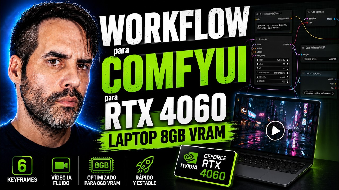 Miniatura del vídeo de ANDO TV: WORKFLOW en COMFYUI para RTX 4060 Laptop 8GB VRAM