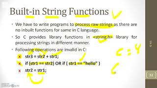 Lec33 Inbuilt String Functions and String Array