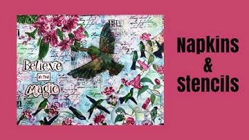 Mixed Media Art Journal Tutorial - NAPKIN and STENCIL MATCH