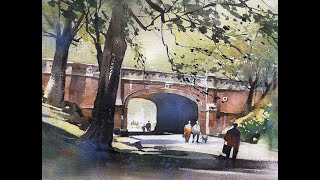 Painting Demonstration: Bridge, Central Park #art #instructional #watercolorpainting