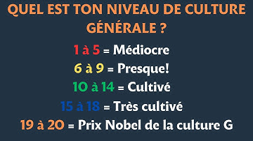 20 Questions diversifiées de Culture Générale pour évaluer son niveau. (Quiz)