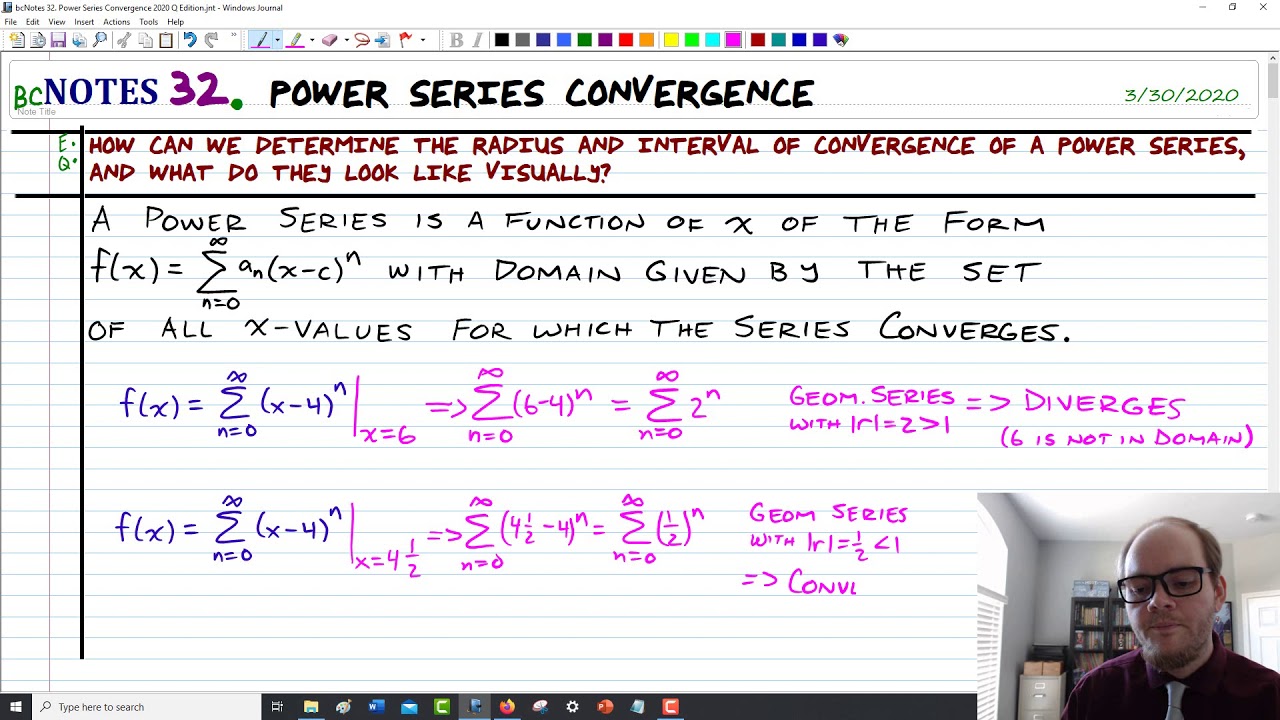 bcNotes 32 Power Series Convergence - YouTube