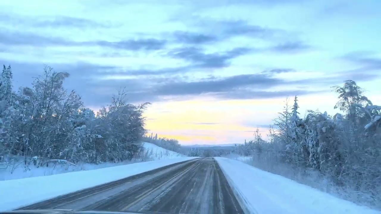 Leaving Alaska via the Alcan Highway in January.