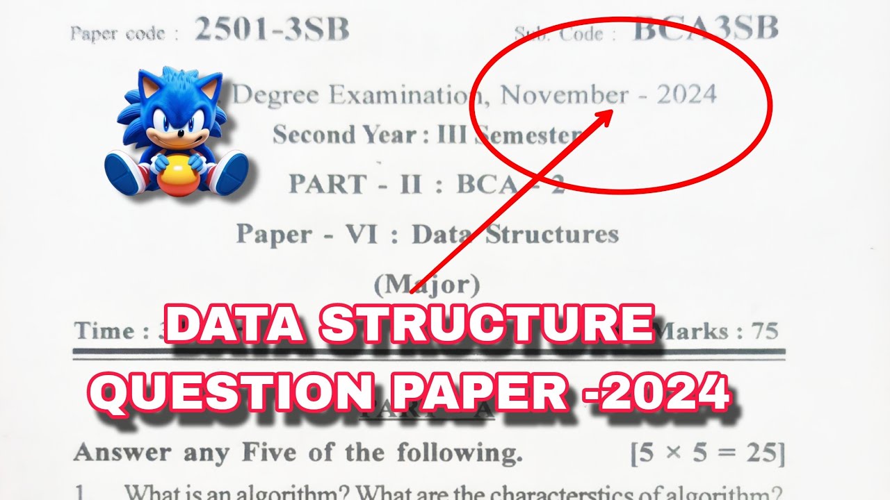 Data structure question paper 2024 #degree #datastructure - YouTube