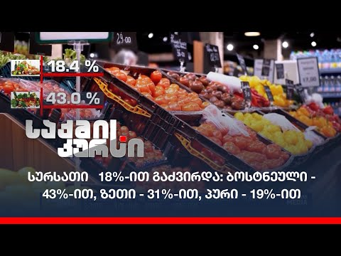 სურსათი   18%-ით გაძვირდა: ბოსტნეული - 43%-ით, ზეთი - 31%-ით, პური - 19%-ით
