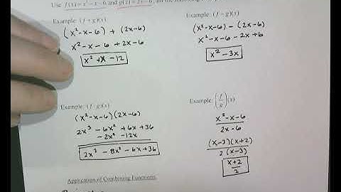 Notes for Section 2 6 Part 1 Combinations of Functions