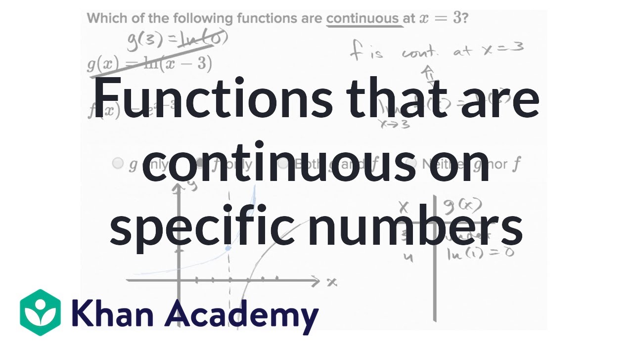 Functions Continuous At Specific X Values Video Khan Academy