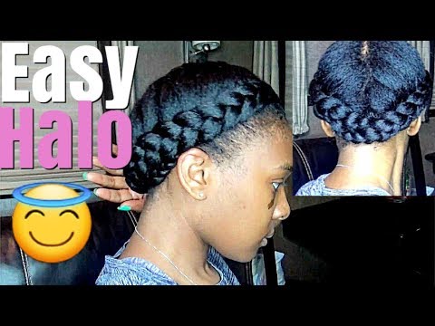 how-to-easy-halo-braid|-natural-thick-hair