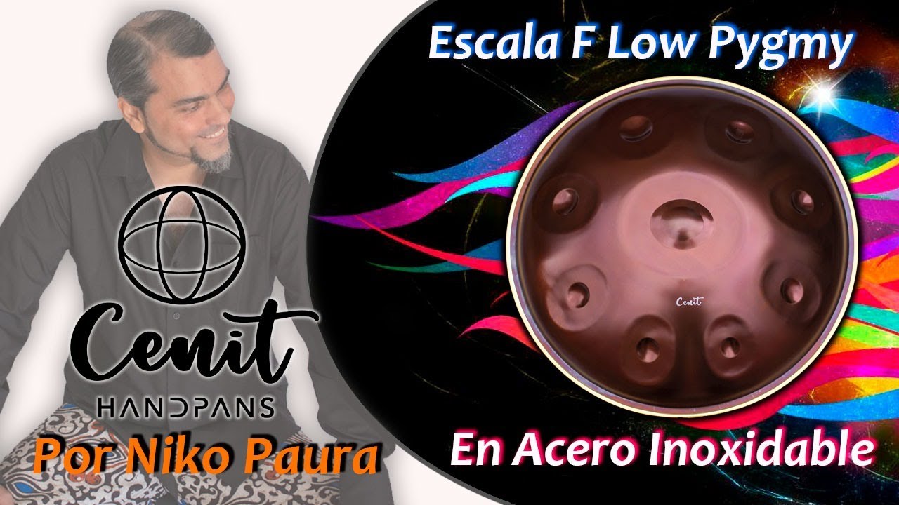 CENIT HANDPAN, F Low Pigmy 9, acero inoxidable "EMBER STEEL" Por NIKO PAURA