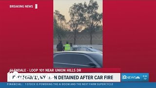 Full Body found, woman detained after car fire on Loop 101 Update