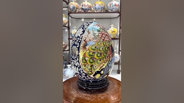 Trứng tài lộc phong thuỷ nhị cảnh “Thuận Buồm Xuôi Gió/Công Danh Phú Quý” cao 28cm vẽ vàng 24K