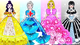 Học Làm Búp Bê Giấy  Rapunzel và Elsa Làm Váy Công Chúa Bốn Mùa  Câu Chuyện Của Barbie