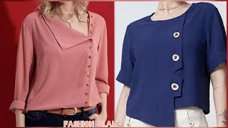 Latest Casual Button Through T-Shirt Top Designs/Ladies Cotton Blouse Shirts