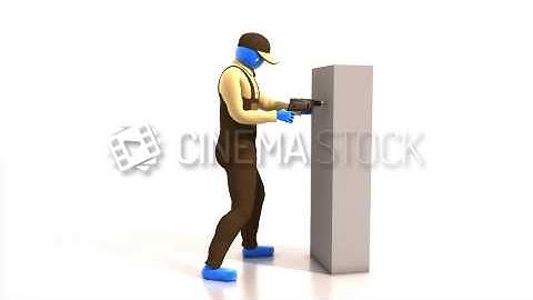 CinemaStock - 3D-Animation - 3D Animation of Repairman Using a Drill that requires the V-Ray Plugin